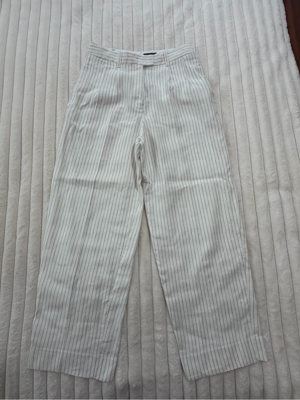 rag & bone White Pinstripe Trousers linen